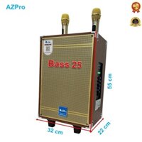 Loa Bluetooth chính hãng Azpro,AZ-V11 Bass 25 thùng gỗ tặng 2 mic không dây