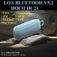 Loa bluetooth cho điện thoại laptop hỗ trợ TWS hệ thống loa kép hoco HC21  Hàng chính hãng - Xanh