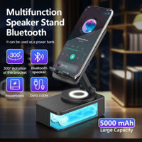 Loa BlueTooth có giá đỡ điện thoại Giá đỡ điện thoại di động 5 trong 1 360° Đế đứng 5000mAh Power Bank