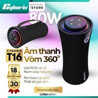 Loa Bluetooth CYBORIS T16 Âm Thanh Vòm 80W, Bass Mạnh, Đèn RGB, Chống Nước IPX5, Hỗ Trợ TWS, USB, TF, AUX
