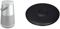 Loa Bluetooth di động Bose SoundLink Revolve+ (Series II) - Sử dụng không dây, chống nước, pin và tay cầm bền bỉ, đi kèm đế sạc SoundLink Revolve màu bạc và màu đen.