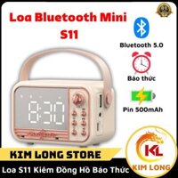 Loa bluetooth đồng hồ báo thức S11 màn hình gương có pin sạc, loa bluetooth kết hợp đồng hồ mini led để bàn có thẻ nhớ