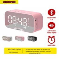 Loa bluetooth đồng hồ LERSDPRIE cao cấp, loa blutut đa năng kiêm báo thức, nghe đài FM, màn hình tráng gương hiển thị đè