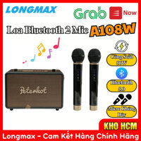 Loa Bluetooth Karaoke A108W, Tặng Kèm 2 Mic, Micro Kết Nối Không Dây, Bluetooth 5.0, Pin Trâu