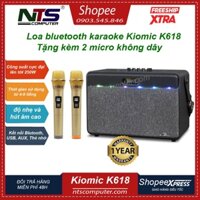 Loa bluetooth karaoke Kiomic K618 - Tặng kèm 2 micro không dây - Chỉnh bass treble echo dễ dàng