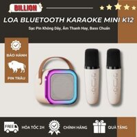Loa Bluetooth Karaoke Mini K12 Sạc Pin Không Dây, Âm Thanh Hay, Bass Chuẩn Kèm 2 Míc Hát Bảo Hành 12 Tháng BILLION .