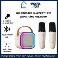Loa Bluetooth Karaoke Mini K12 Sạc Pin Không Dây, Âm Thanh Hay, Bass Chuẩn Kèm 2 Míc Hát