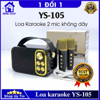 Loa Bluetooth Karaoke Mini YS-105 Kèm 2 Micro Không Dây Hát Siêu Hay, Hỗ trợ Thẻ nhớ, USB, AUX Kết nối Phone, PC, Laptop