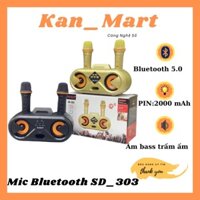 Loa bluetooth karaoke SD 303 tặng kèm 2 mic hát không dây, Loa buletooth không dây, Bảo hành 6 tháng