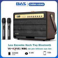 Loa bluetooth karaoke wking K6L, loa xách tay tặng kèm 2 tay mic