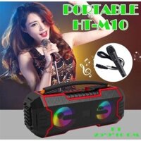 Loa Bluetooth Karaoke Xách Tay PORTABLE HT-M10 Bass Siêu Trầm Tặng Kèm 1 Mic Hát Có Dây Cắm Trực Tiếp