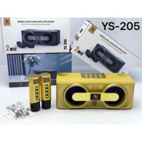 Loa Bluetooth Karaoke xách tay mini YS-205 - Tặng kèm 2 Micro không dây, Âm thanh bao hay trầm ấm, Bảo hành 6 tháng