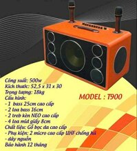 LOA BLUETOOTH KÈM 2 MIC KARAOKE KHÔNG DÂY SOUNDBOX T900 - Cổng Thẻ Nhớ, USB - ÂM THANH CỰC HAY