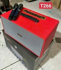 LOA BLUETOOTH KÈM 2 MIC KARAOKE KHÔNG DÂY SOUNDBOX T266 - Cổng Thẻ Nhớ, USB - ÂM THANH CỰC HAY
