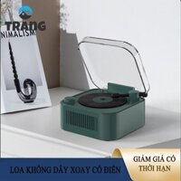 Loa bluetooth không dây đĩa than cổ điển đồng hồ báo thức mini máy ghi âm cầm tay âm thanh chất lượng cao loa thông minh