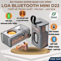 Loa Bluetooth Không Dây Mini D22 Extra Bass Led Theo Nhạc, Kết Nối Điện Thoại Máy Tính Bảng Laptop