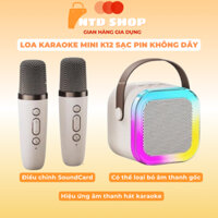 Loa Bluetooth, Loa Karaoke Mini K12 Sạc Pin Không Dây, Âm Thanh Hay Bass Chuẩn Tặng Kèm 2 Míc Hát, Bảo Hành 12 Thán