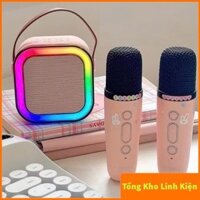 Loa Bluetooth, Loa Karaoke Mini K12 Sạc Pin Không Dây, Âm Thanh Hay Bass Chuẩn Tặng Kèm 2 Míc Hát
