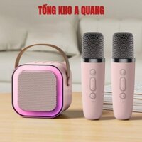 Loa Bluetooth Micro Karaoke K12 Mini Karaoke Loa Bluetooth Loa kèm 2 micro không dây Dung lượng loa lớn, siêu chuẩn Bass