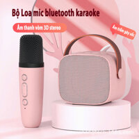 Loa bluetooth mini karaoke kèm mic Bộ micro bluetooth không dây mẫu mini dễ thương, Âm thanh siêu hay Bộ loa mic ktv