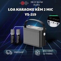 Loa bluetooth mini karaoke kèm 2 mic YS-219 - Loa xách tay, âm thanh sống động, thẻ nhớ TF USB cổng AUX 3.5