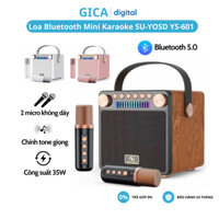 Loa Bluetooth Mini Karaoke Kèm 2 Micro SU-YOSD YS-601 - Phong cách cổ điển - Bass siêu ấm - Pin trâu - Bảo hành 24T
