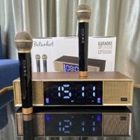 Loa Bluetooth Peterhot A133, Loa Karaoke Kèm 2 Mic Không Dây, Màn Hình LCD Hiển Thị Đồng Hồ, Đèn Led Nháy Theo Nhạc