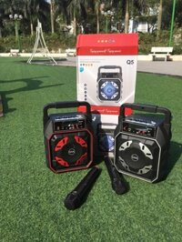 Loa bluetooth Q5a hát karaoke 1 mic với giắc mic