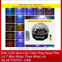 Loa BLUETOOTH Quả Cầu kèm Đèn LED  Cảm Ứng Xoay Pha Lê 7 Màu Nháy Theo Nhạc 【LOA QUẢ CẦU】