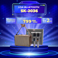 Loa Bluetooth SK2036 + 2 Mic Không Dây Hát Karaoke Cực Đỉnh - Củ Loa, Kem