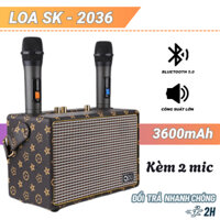 Loa Bluetooth SK2036 Có Sẵn 2 Micro Không Dây Hát Karaoke Nghe Nhạc Bass Cực Đỉnh Mang Đi Du Lịch