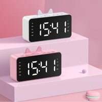 Loa bluetooth tai thỏ đồng hồ G5, loa mini không dây nghe nhạc làm đèn ngủ màn hình soi gương