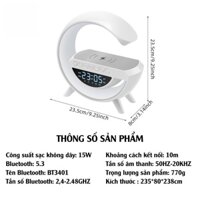 Loa Bluetooth Thông Minh, Sạc Không Dây, tích hợp sạc không dây 15w,Đèn Led Theo Nhạc, Đèn Ngủ, Kết Nối Máy Tính Mẫu Chữ