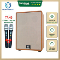 Loa Cầm Tay Karaoke Nanomax Bluetooth K-50 Bass Đôi 25 Tặng 2 Mic Công Suất 360W Chính Hãng