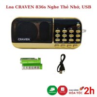 Loa Đài Craven 836s Nghe Thẻ Nhớ, USB, FM, Máy Nghe Nhạc Mini Tắm Ngôn Ngữ Caraven, Pin Siêu Trâu - Bh 6 Tháng