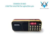 Loa đài FM Craven CR-865 hỗ trợ Thẻ nhớ/ USB/ Tai nghe/ Đèn pin - dùng pin rời 18650 (Đen đỏ) Phụ kiện 1986