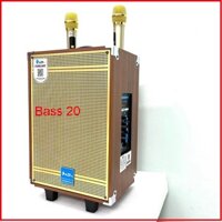 Loa di động Bluetooth chính hãng AZPRO,V9-Bass 20,thùng gỗ chụp mic kim loại