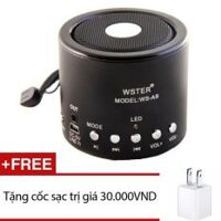 Loa di động bluetooth đa năng Wster WS-231BT (Đen) + Tặng kèm cốc sạc