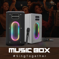 Loa di động Hifuture Music Box 100W (Đèn LED RGB, pin 12000mAh, kèm 2 mic hát Karaoke)