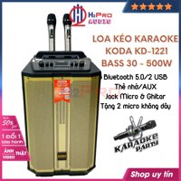 Loa di động karaoke bluetooth, loa kẹo kéo karaoke KODA KD-1221 bass 30-500W-hát cực hay, Tặng 2 mic ko dây-Shop H2pro