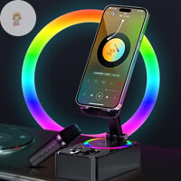 Loa di động TWE RGB có micrô Giá đỡ điện thoại Karaoke ngoài trời Âm thanh không dây Điện thoại di động Thẻ âm thanh trực tiếp VN