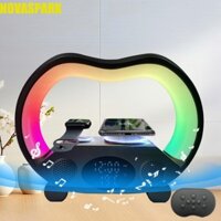 Loa đứng NOVASPARK có ban đêm RGB, Loa Bluetooth Đèn thông minh Sạc không dây đa chức năng, Đèn ngủ Đồng hồ báo thức 6 TRONG 1 Trang trí phòng ngủ Đèn ngủ và đồng hồ tuổi teen