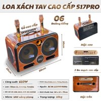 Loa Full Gỗ S17Pro 650W, Bass Đôi 22cm, 6 Đường Tiếng, Full 3 Dải Tần Số Bass Trung Treble, 2 Bo Mạch Cao Cấp Kèm Cặp Micro UHF Hát Nhẹ Nâng Giọng