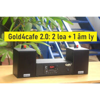 Loa Goldsound Gold4cafe 2.0: 1 amply A2.0 60w + 2 loa treo tường V12 12w kích thước: 13*18*12.5 cm