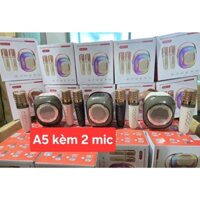 Loa Hát Karaoke Không Dây Có Micro Bluetooth Cho KTV A5 Mini Karaoke Gia Đình Bộ Đèn RGB Âm Thanh Di Động 2 Mic