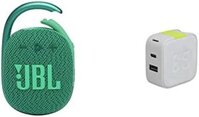 Loa JBL Clip 4 Eco chống nước siêu di động (Xanh lá cây) và Bộ sạc nhanh Infinity Lab 65W 2 cổng USB Strong USB-C và USB-A GaN PD (Trắng)