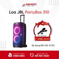 Loa JBL PartyBox 310 Công suất 240W, Pin 18h - Hàng Chính Hãng -  Tặng kèm Micro JBL Wireless Micas2