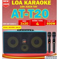 Loa Karaoke AT-T20 Bản Mới 2025 Kèm 2 Mic Hát Nhẹ ,Chíp DSP REVERB, ECHO, Delay, Công Suất 600W,Loa 2 Bass 20Cm Hát Hay
