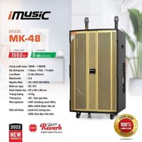 Loa karaoke Bluetooth iMusic MK-48 Bass 50cm 1550W. Công nghệ DSP, Reverb, Tặng 2 micro UHF