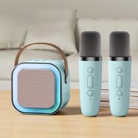 Loa Karaoke Bluetooth Mini K12, Sạc Pin Không Dây, Âm Thanh Hay Bass Chuẩn Tặng Kèm 2 Míc Hát